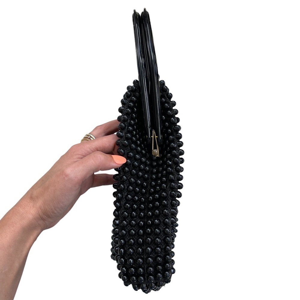 Vintage 1950s Black Beaded Top Handle Bag - Picture 3 of 7